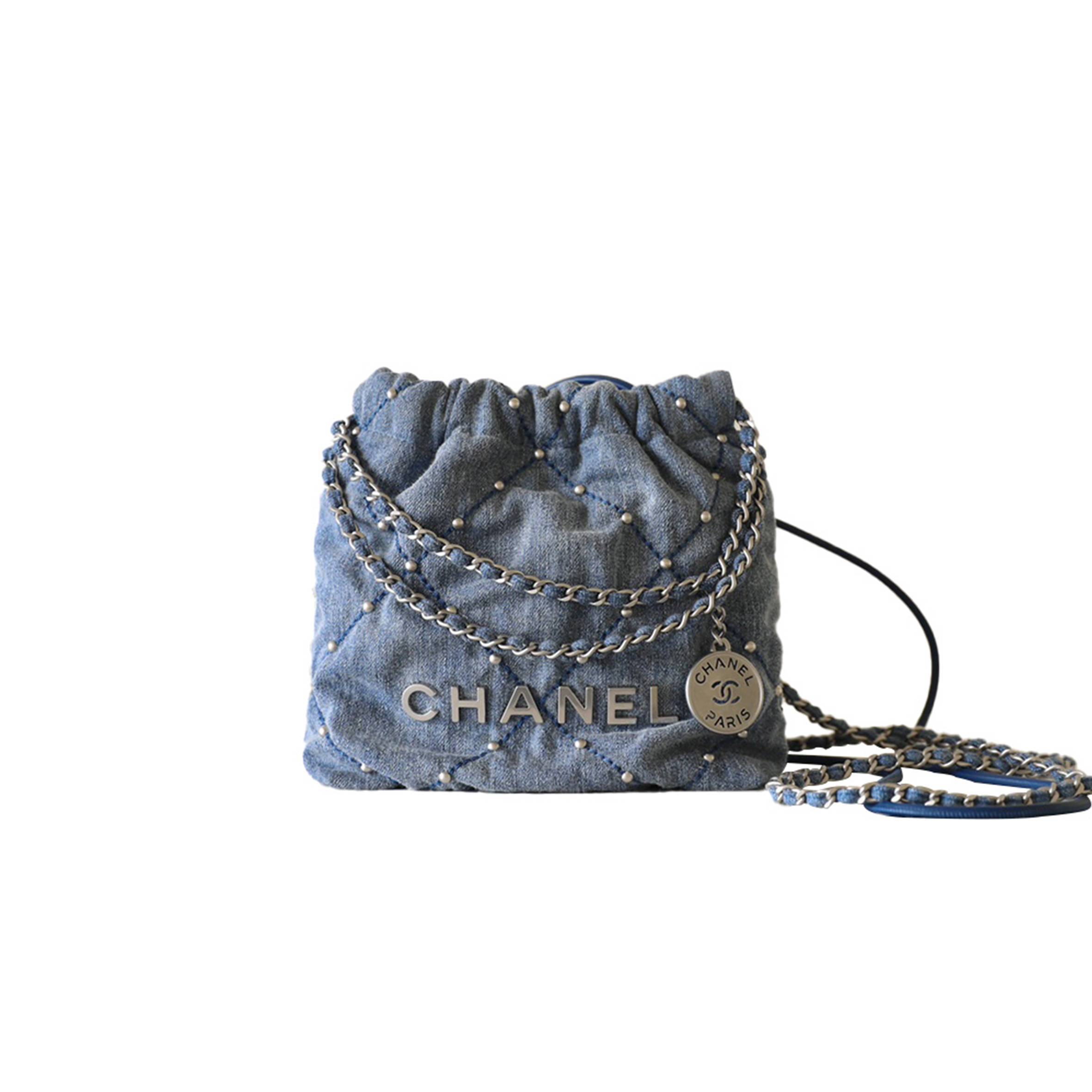 CHANEL CASUAL STYLE DENIM BLENDED FABRICS CHAIN PLAIN AS3980  (20*19*6cm)